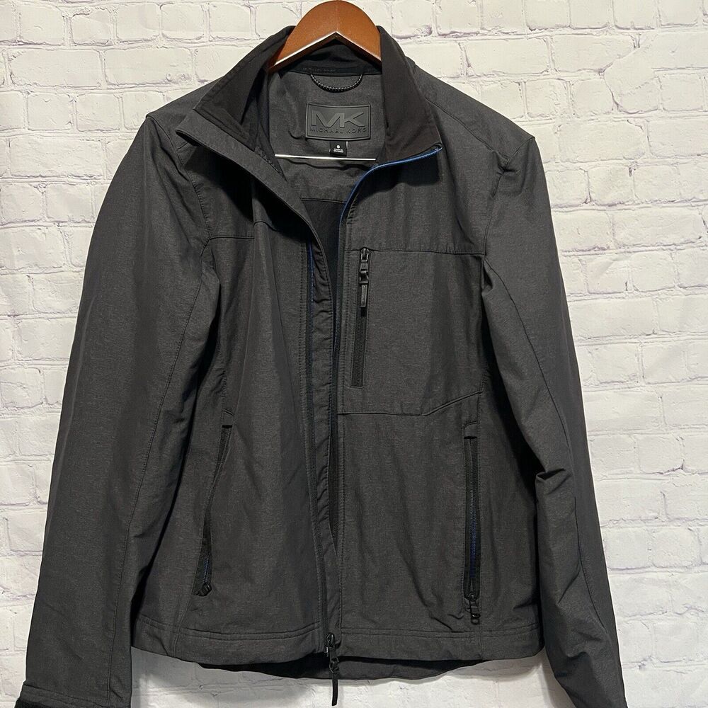 Michael Kors Men’s Grey Soft Shell Nylon Stretch Full Zip Jacket Size Small